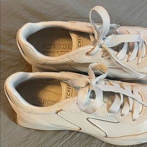 Skechers Cream Lace-Up Sneakers